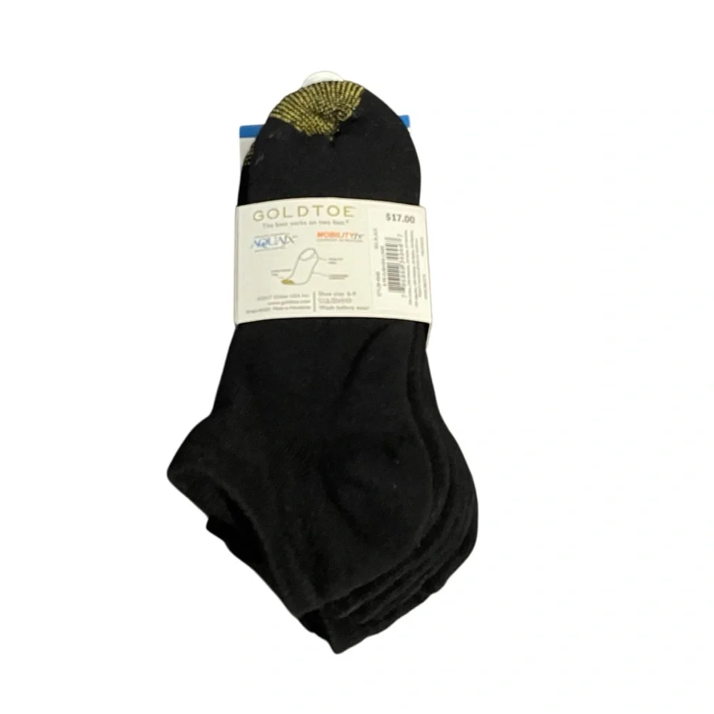GoldToe Sport Black 6 Pairs Liner Cushioned Socks - sz 6-9